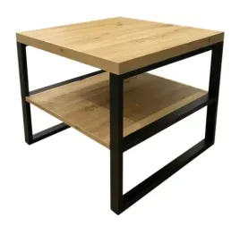 stolik-kwadratowy-z-polka-po-srodku-loft-dab-artisan-nogi-czarne-metalowe