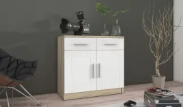 komoda-paris-69cm-dab-sonoma-bialy-2drzwi-2szuflad