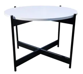 stolik-okragly-loft-bialy-mat-nogi-czarne-metalowe