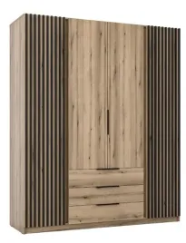 szafa-kaja-4-drzwi-lamele-3-szuflady-200cm-polki-drazek-kolor-dab-evoke