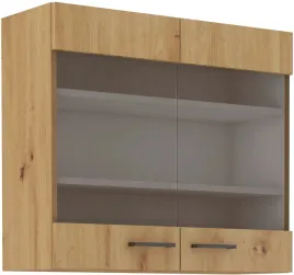 szafka-modena-80-gorna-przeszklona-2-drzwi-czarny-mat-dab-artisan