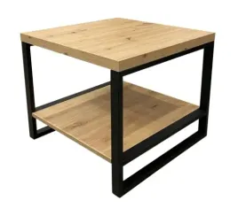 stolik-kwadratowy-z-polka-loft-dab-artisan-nogi-czarne-metalowe