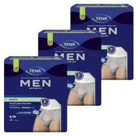 3x9szt-szare-majtki-chlonne-meskie-s-m-tena-men-pants-nietrzymanie-moczu