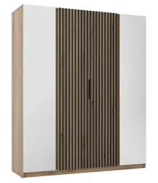 szafa-kaja-4-drzwi-z-lustrem-i-lamelami-200cm-polki-drazek-kolor-dab-evoke