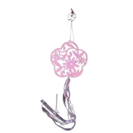 drewniana-zawieszka-rozowa-kwiat-z-wstazkami-i-koralikami