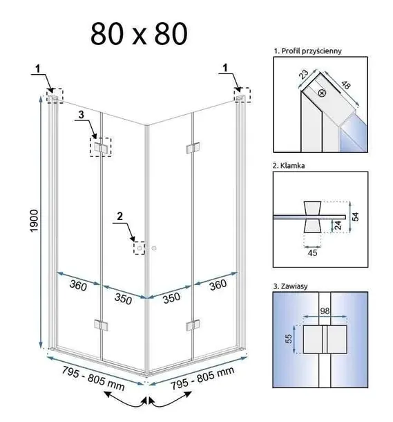 kabina-fold-n2-chrom-90x90-rea-stan-nowy