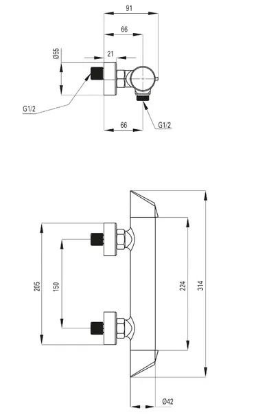 bateria-prysznicowa-scienna-linia-arnika