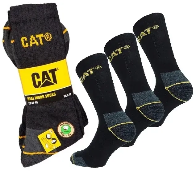 SKARPETY ROBOCZE Wysokie MĘSKIE CAT Caterpillar czarne WORK 3-PAK r. 43-46