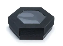 pudelko-karbowane-240x240x90mm-szesciokatne-z-wieczkiem-z-oknem-czarne