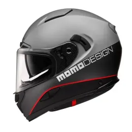Zdjęcie produktu Kask motocyklowy MOMO HORNET (MONO Grey Asphalt / Red / Black/ Silver) XL