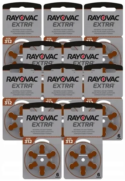 Bateria do aparatów słuchowych Rayovac 312 60 sztuk PR41