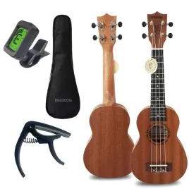 ukulele-koncertowe-sopranowe-drewniane-tuner-kapodaster-zestaw
