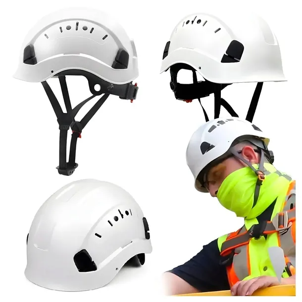 Kask Wspinaczkowy Hełm Ochronny Wentylowany Biały z Paskiem Podbródkowym CE