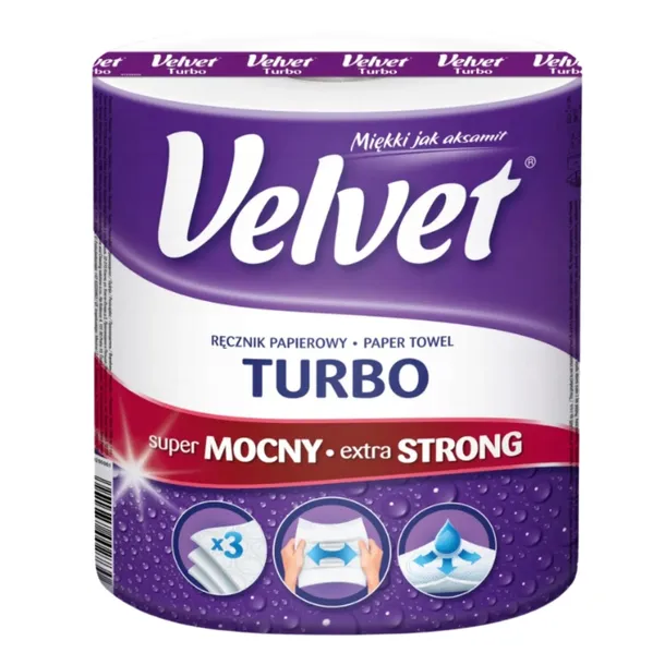VELVET TURBO 3-WARSTWOWY Ręcznik Papierowy Kuchenny Super Chłonny