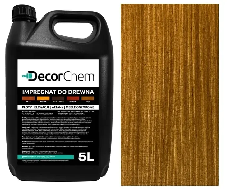 IMPREGNAT farba do drewna dąb 5l DecorChem z woskami