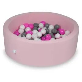suchy-basen-90x30-cm-pudrowy-roz-200-pileczek-bialo-szaro-rozowe