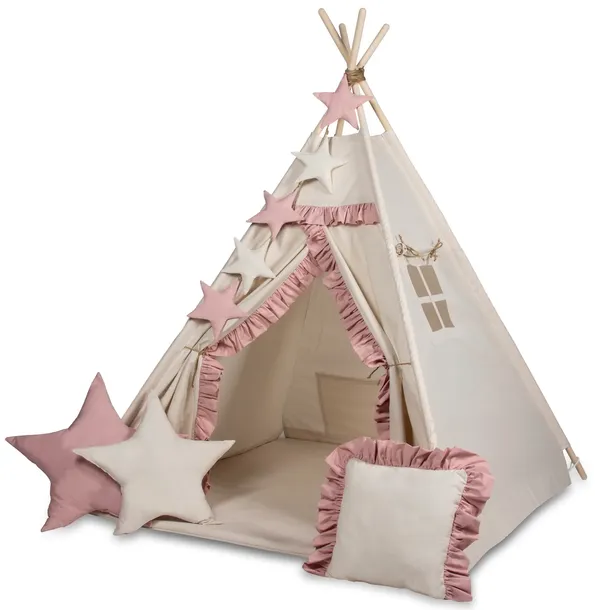 Namiot TIPI WIGWAM TEEPEE 3 poduszeczki+ GIRLANDA z gwiazdek produkt PL