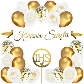 balony-zlote-dekoracje-komunijne-komunia-swieta