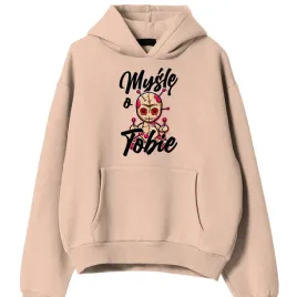 bluza-damska-brzoskwiniowa-kaptur-na-prezent-walentynki-mysle-o-tobie-m