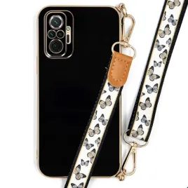 etui-do-xiaomi-redmi-note-10-pro-modne-czarne-smycz-damskie-wygodne-motyle