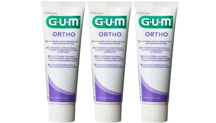 3x Pasta do zębów ortodontyczna Sunstar GUM Ortho 75 ml