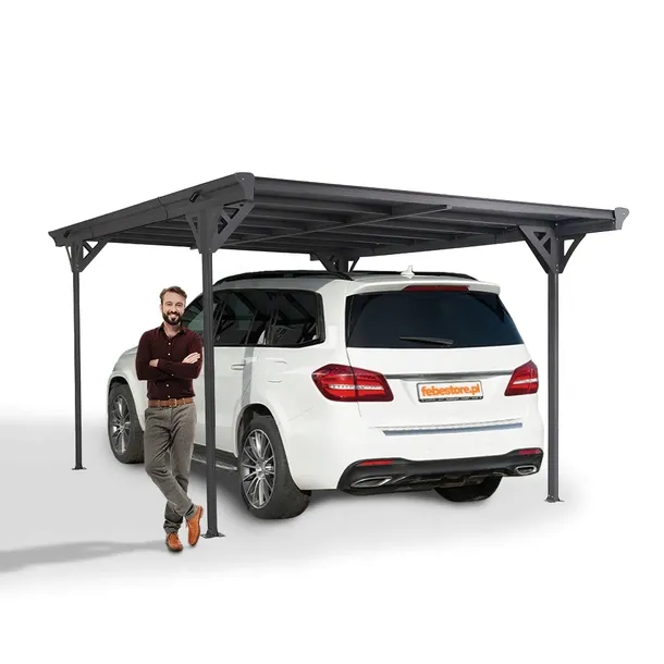 Wiata garażowa ALU 505x300x220 carport pergola ogrodowa szara - Tilos II