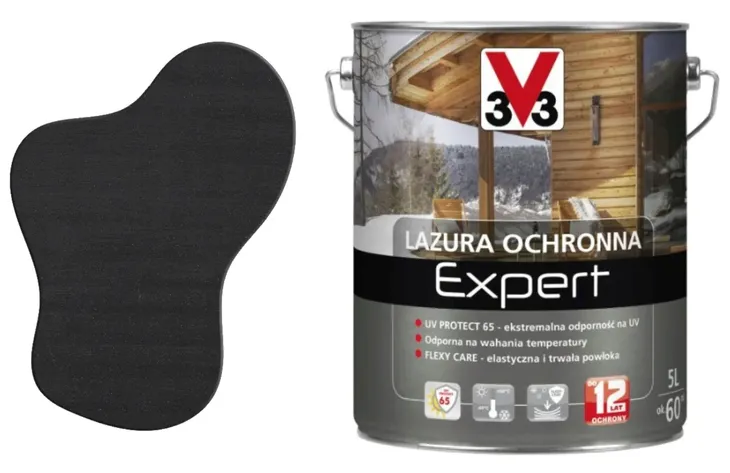 V33 Lazura ochronna EXPERT ochrona do 12 lat Grafit 5L +