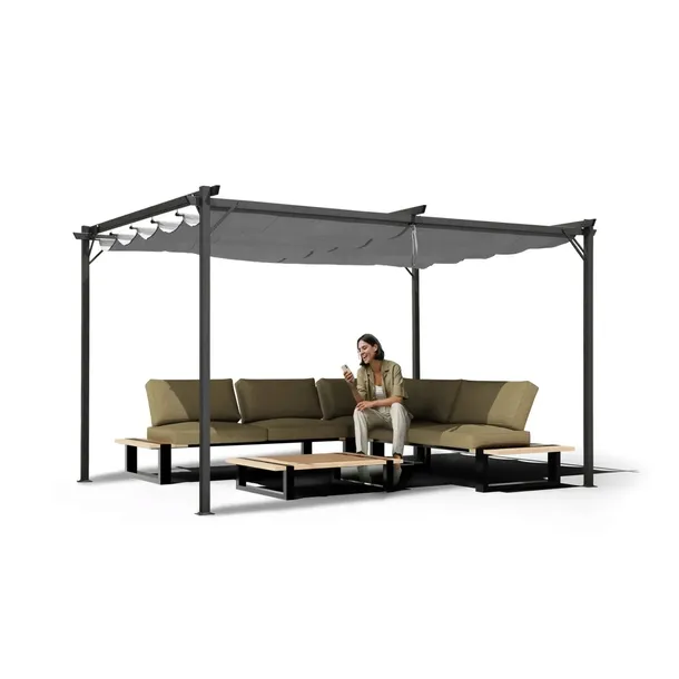 PERGOLA TARASOWA ALTANA OGRODOWA 3x3M SZARA METALOWA ZADASZENIE TARASU IRDA