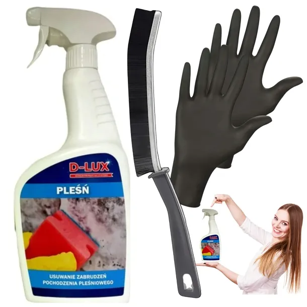 PŁYN DO USUWANIA PLEŚNI NA CZARNE NALOTY SZYBKIE DZIAŁANIE D-LUX + SZCZOTKA