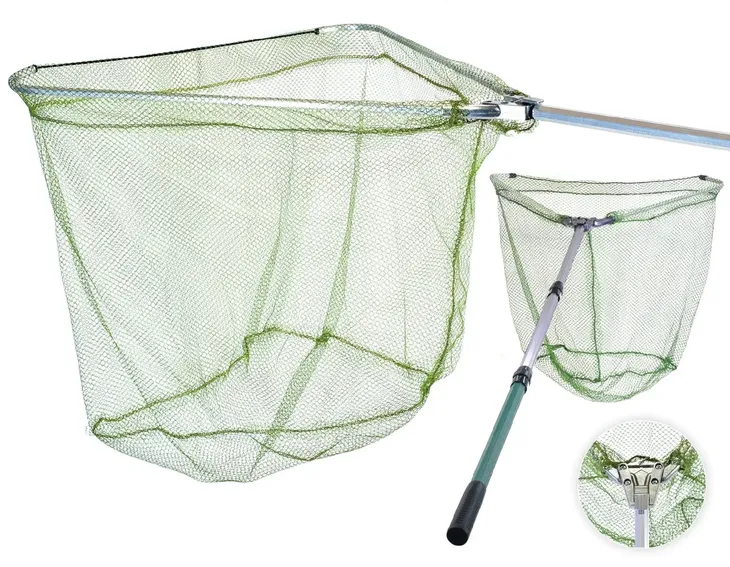 duży teleskopowy PODBIERAK KARPIOWY 80x80cm 3 SEKCJE 2,8m METALOWY ZATRZASK