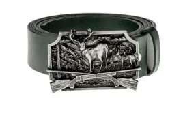 pasek-skorzany-bor-hunter-forest-deer-on-guns-silver-115