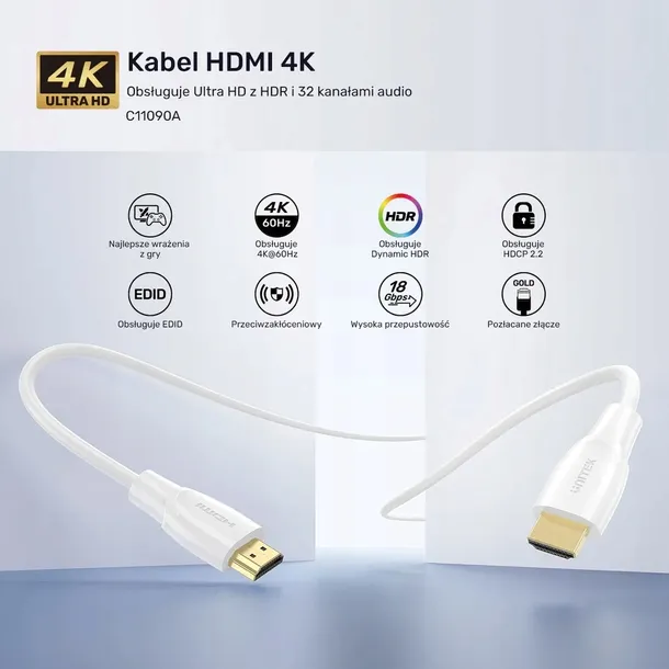unitek-kabel-hdmi-2-0-4k-bialy-3m-certyfikat-ce