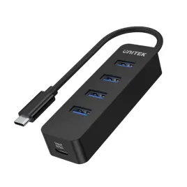 unitek-czarny-hub-usb-c-na-4-porty-usb-3-1-aktywny-10w-15cm-kabel