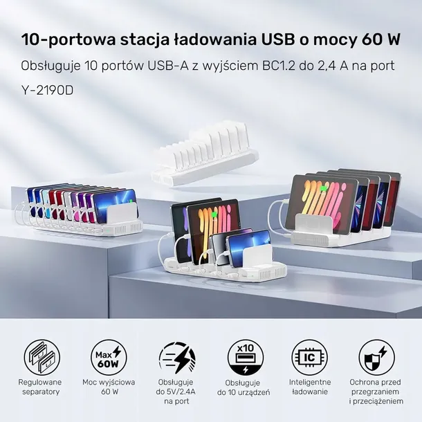 unitek-stacja-ladujaca-10xusb-2-4a-60w-biala-stan-nowy-certyfikat-ce