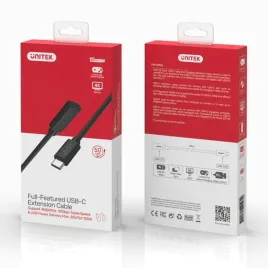 unitek-czarny-kabel-przedluzacz-usb-c-3-1-10gbps-4k-60hz-pd-100w-1m