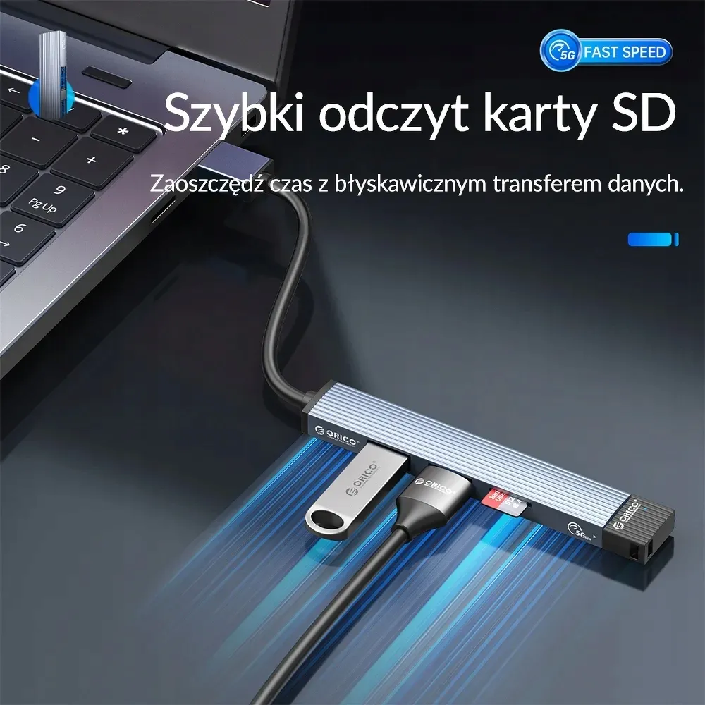 orico-hub-usb-a-5gbps-3x-usb-a-microsd-aluminiowy-stan-nowy