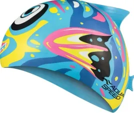 silikonowy-czepek-plywacki-dla-dzieci-kolorowy-na-basen-fish-aqua-speed