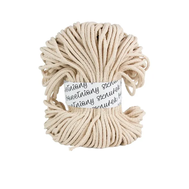 Sznurek bawełniany 5mm 100m do makramy Naturalny ecru