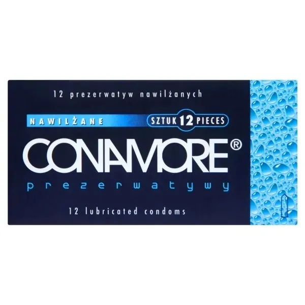CONAMORE WET Ekstra Nawilżane Prezerwatywy Poślizg 12 szt. Naturalny Lateks