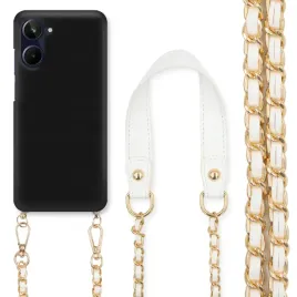 etui-do-realme-10-4g-czarny-matowy-pasek-bialy-lancuszek-zloty-praktyczny