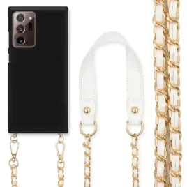 etui-do-samsung-note-20-ultra-czarny-matowy-pasek-bialy-lancuszek-zloty-hit