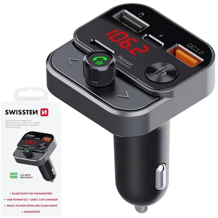 swissten-transmiter-fm-bluetooth-usb-a-na-pendrive-szybka-ladowarka-usb-c-stan-nowy
