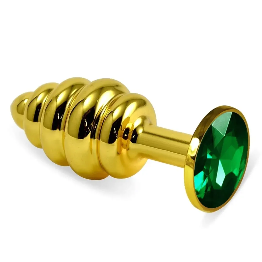 gold-spiral-plug-green