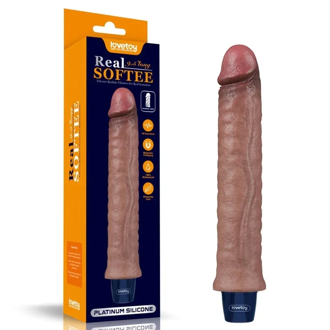 9-5-real-softee-rechargeable-silicone-vibrating-dildo