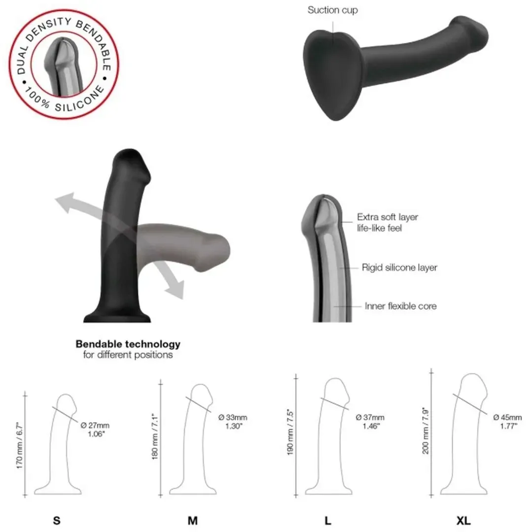 semi-realistic-dual-density-bendable-dildo-black-m