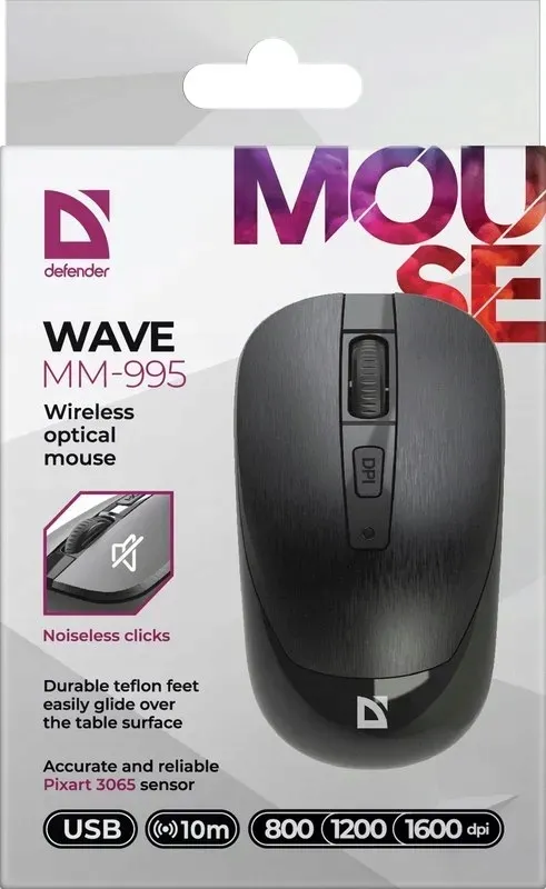 mysz-defender-wave-mm-995-rf-silent-czarna-optical-stan-nowy
