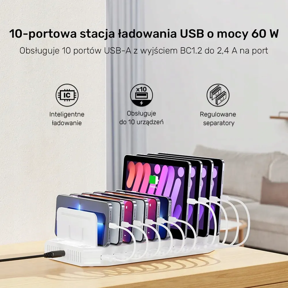unitek-stacja-ladujaca-10xusb-2-4a-60w-biala-stan-nowy