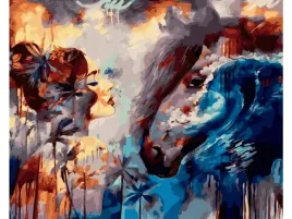 obraz-malowanie-po-numerach-rama-50x40cm-spojrzenie-kobieta-i-kon