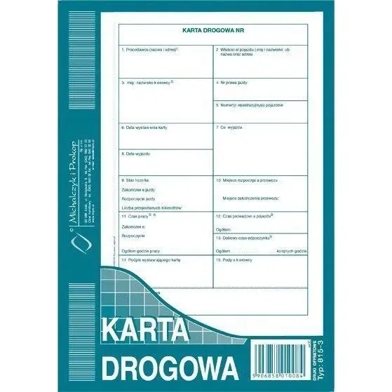 karta-drogowa-a5-numerowana-815-3n-liczba-odcinkow-50