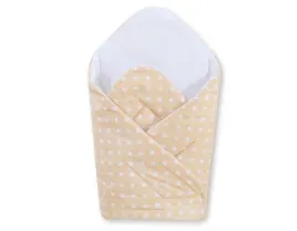 rozek-dla-niemowlat-bawelniany-z-wkladka-usztywniajaca-biale-grochy-na-be